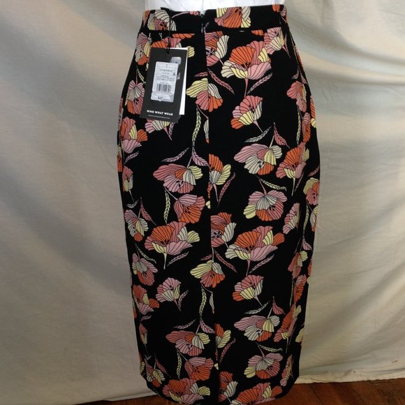 NEW Womens Summer Skirt Floral Knee Length Who What Wear NWT Flower Poppy Skirt - Picture 4 of 4